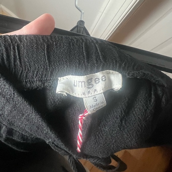 Umgee NEW Linen Fringe Hemline Mini Skirt Black Sz S Boho Grunge Western Indie - Picture 5 of 7